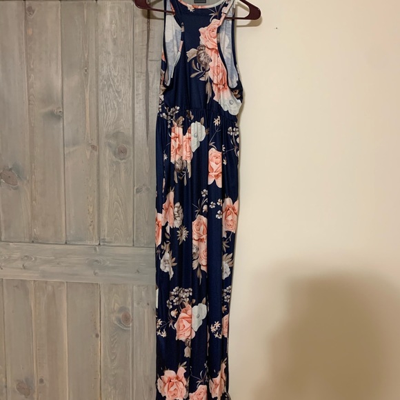 3/$20 Sleeveless Floral Racerback Maxi Dress - Picture 2 of 3
